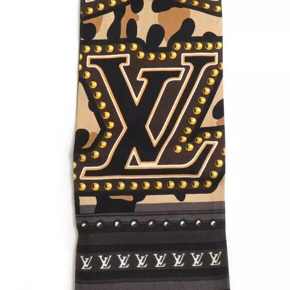Auth LOUIS VUITTON Bandeau Scarf Brown Silk - Picture 6 of 15